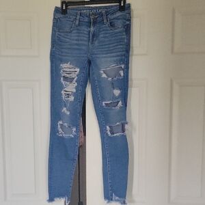 American Eagle Outfitters Ripped Blue Skinny Jeans